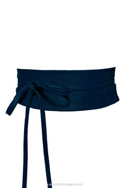 Cinturones tipo fajín azul de piel